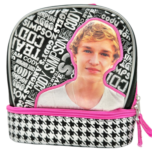 Cody Simpson Small Lunchtote 8 x 8 x 6 Houndstooth Black White Pink Accents