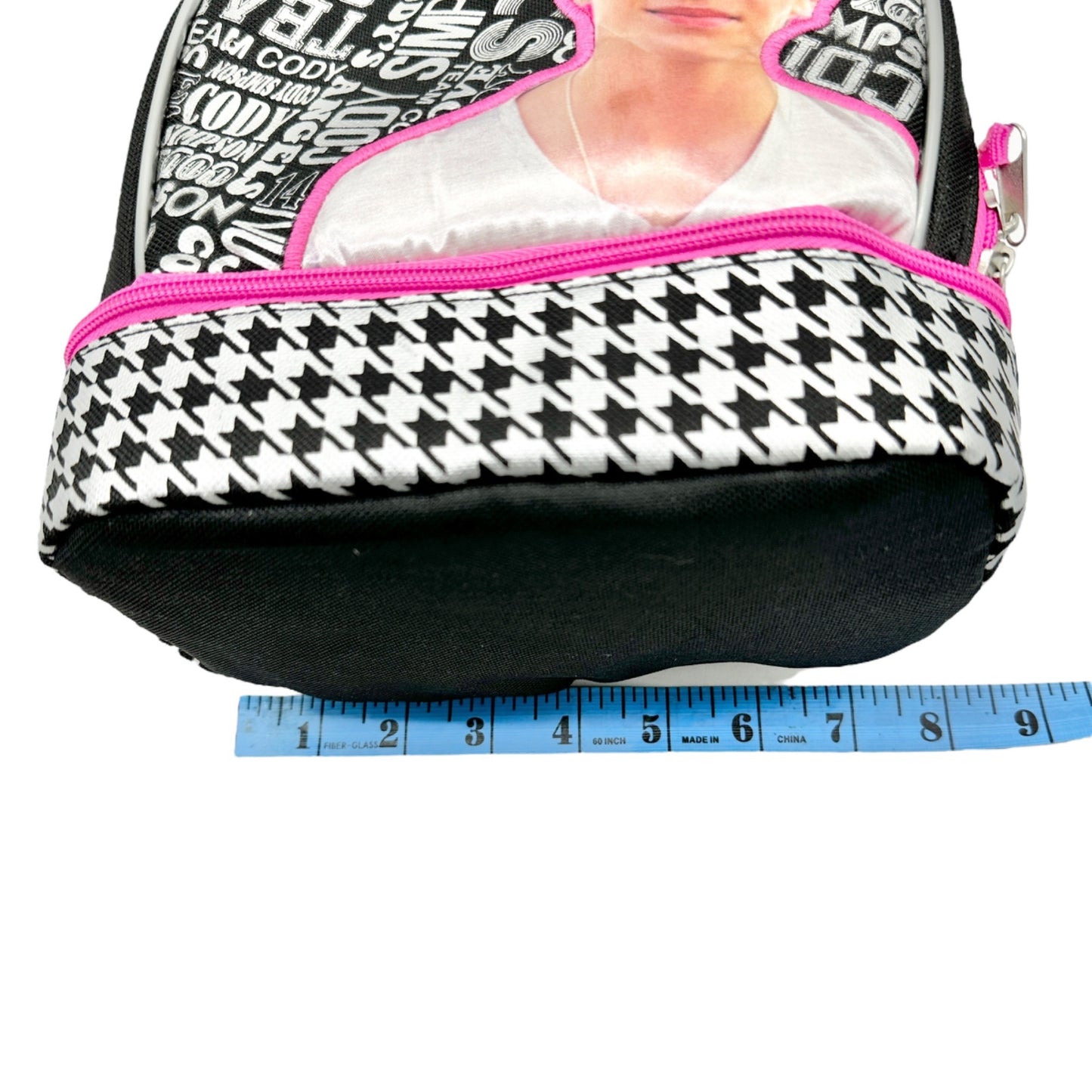 Cody Simpson Small Lunchtote 8 x 8 x 6 Houndstooth Black White Pink Accents