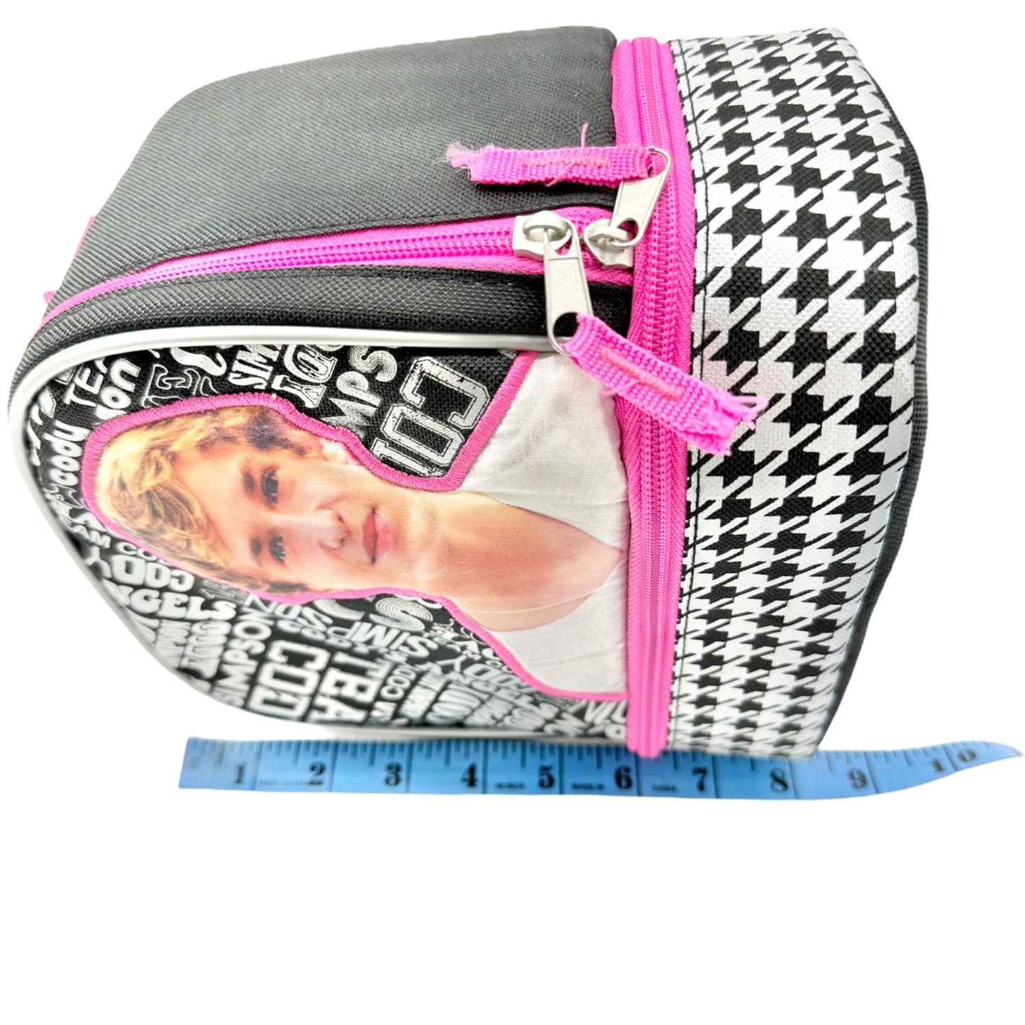 Cody Simpson Small Lunchtote 8 x 8 x 6 Houndstooth Black White Pink Accents