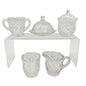 Thumbelina Flattened Diamond 5 Pc Childrens Tableware Set Vintage EAPG Glassware