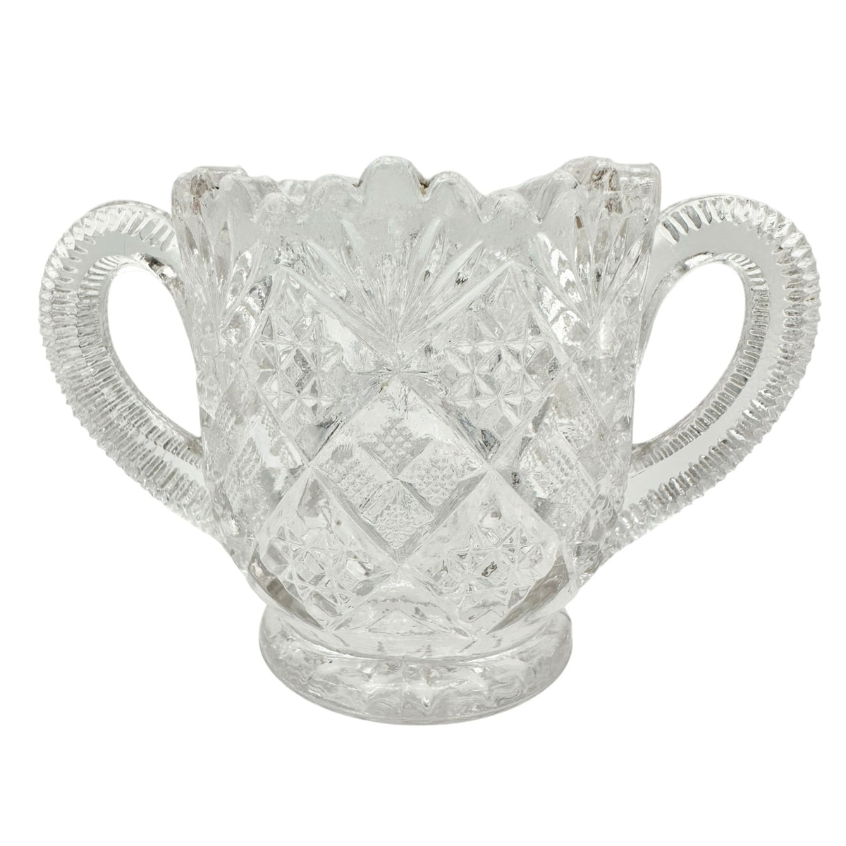 Thumbelina Flattened Diamond 5 Pc Childrens Tableware Set Vintage EAPG Glassware