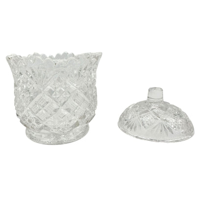Thumbelina Flattened Diamond 5 Pc Childrens Tableware Set Vintage EAPG Glassware