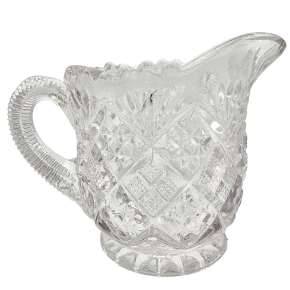 Thumbelina Flattened Diamond 5 Pc Childrens Tableware Set Vintage EAPG Glassware