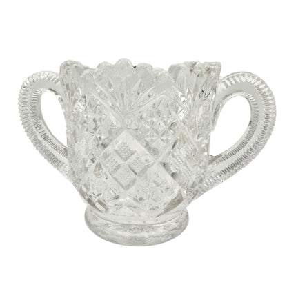 Thumbelina Flattened Diamond 5 Pc Childrens Tableware Set Vintage EAPG Glassware