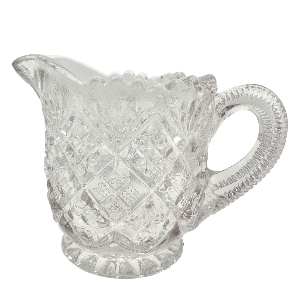 Thumbelina Flattened Diamond 5 Pc Childrens Tableware Set Vintage EAPG Glassware
