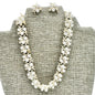Vintage Rhinestone Faux Pearl Necklace and Earring Set Silvertone & 2" Extender