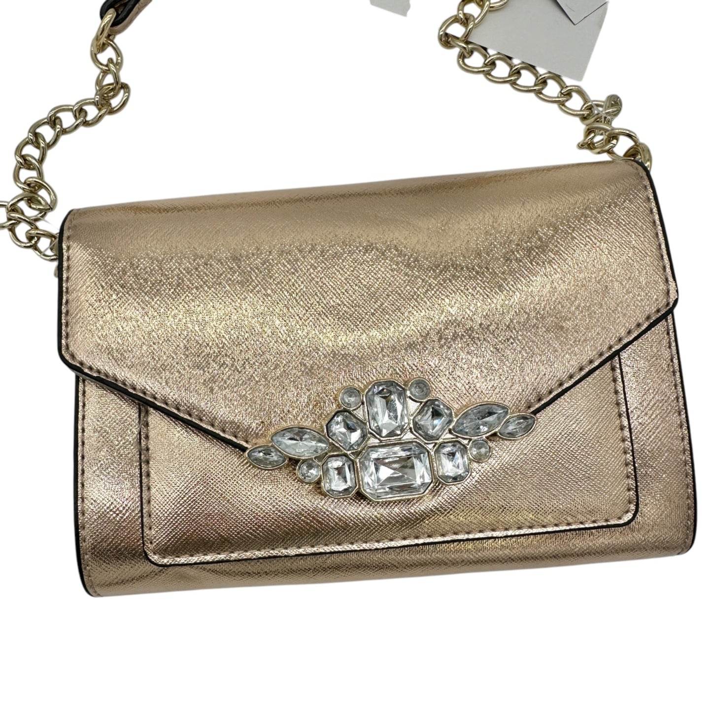 Nine West Metallic Crossbody Bag With Chain Strap & Jewel Detail NWT