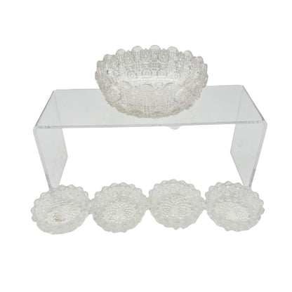 Crystal Jewel B-8 CnCL Childrens Lacy Daisy Table Bowl Set Of 5 Clear Glass