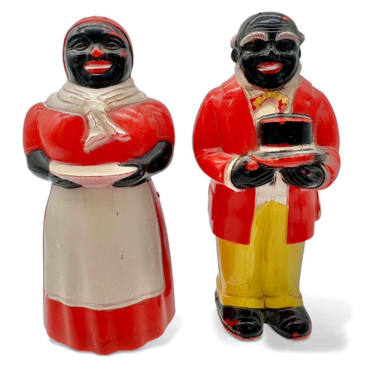 Black Americana Aunt Jemima and Uncle Mose Salt and Pepper Shakers Plastic 1950s