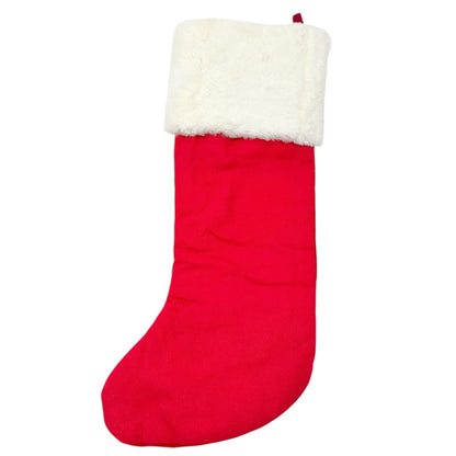 Max Studio Home Christmas Stocking Red Velvet Bead Reindeer Faux Fur White Cuff