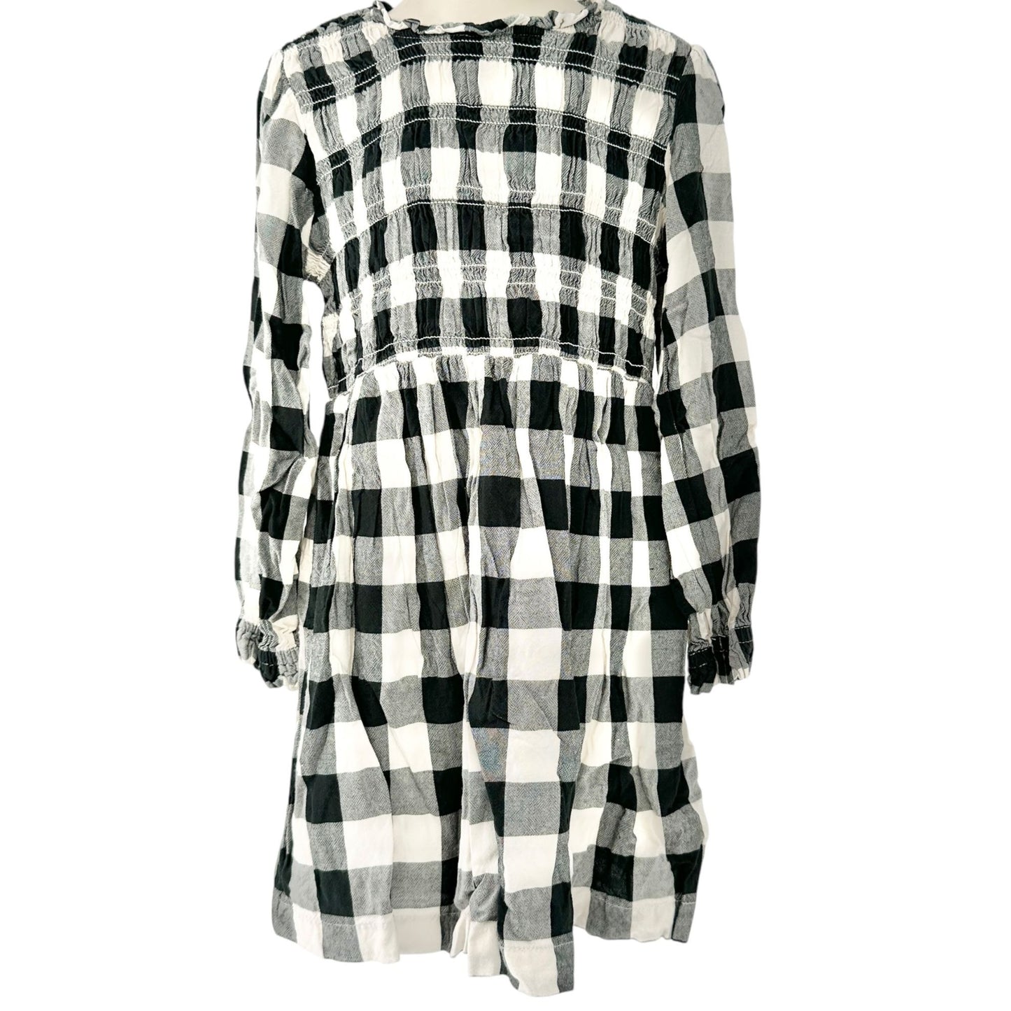 Hanna Andersson Dress Girls 5 Black White Plaid Long Sleeve Lined Visc Tiffany's Treasures and Trinkets Hanna Andersson Dress Girls 5 Black White Plaid Long Sleeve Lined Visc Tiffany's Treasures and Trinkets
