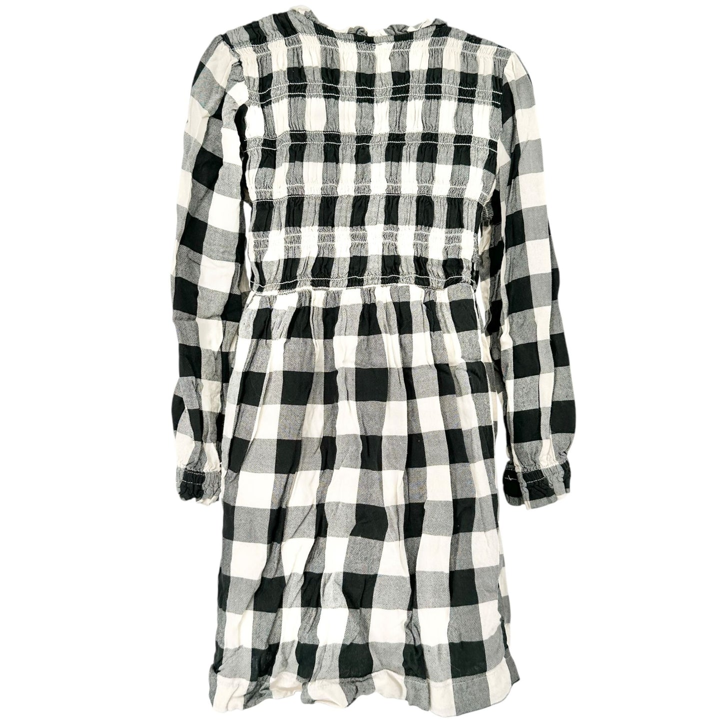 Hanna Andersson Dress Girls 5 Black White Plaid Long Sleeve Lined Viscose Rayon