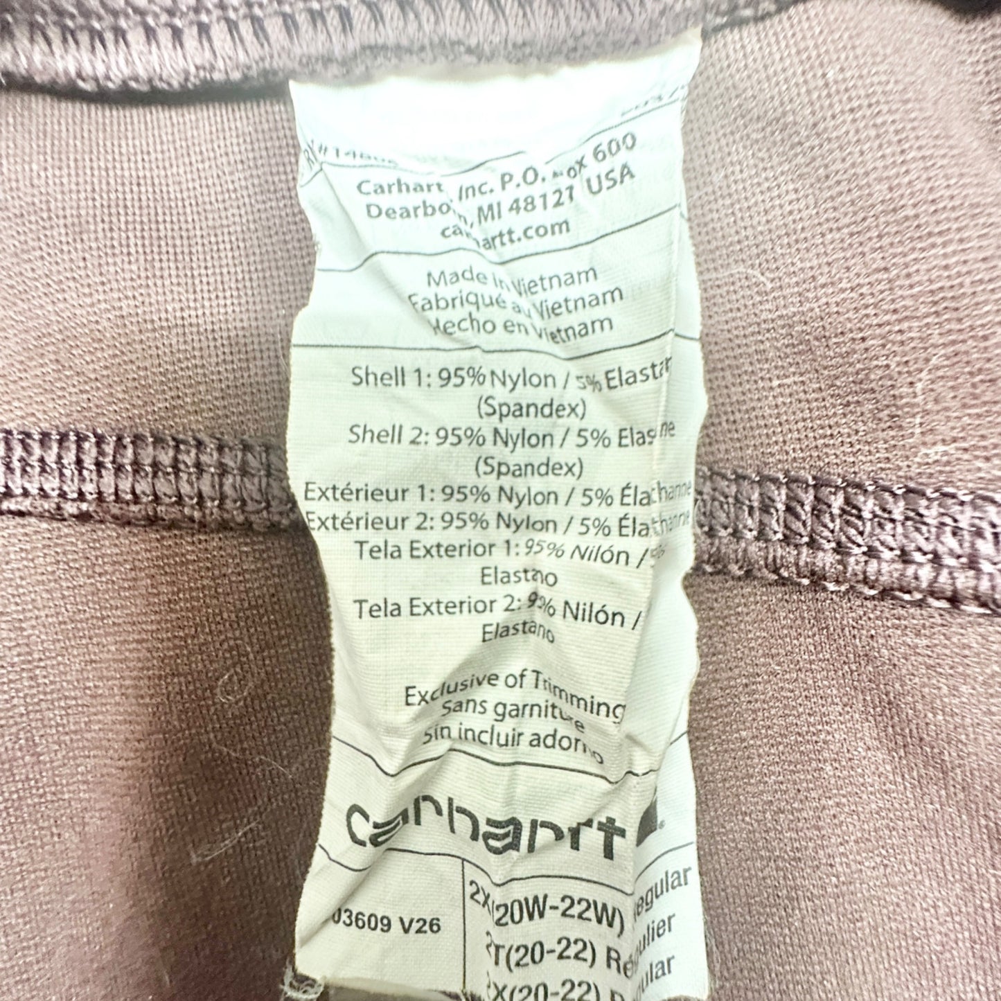 Carhartt Utility Leggings Womens 2X 20W-22W Brown Fitted Stretch With Pockets