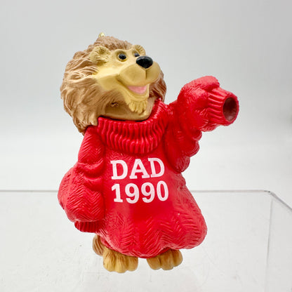 Hallmark Keepsake Ornament Dad 1990 Handcrafted Lion In Red Sweater Vintage