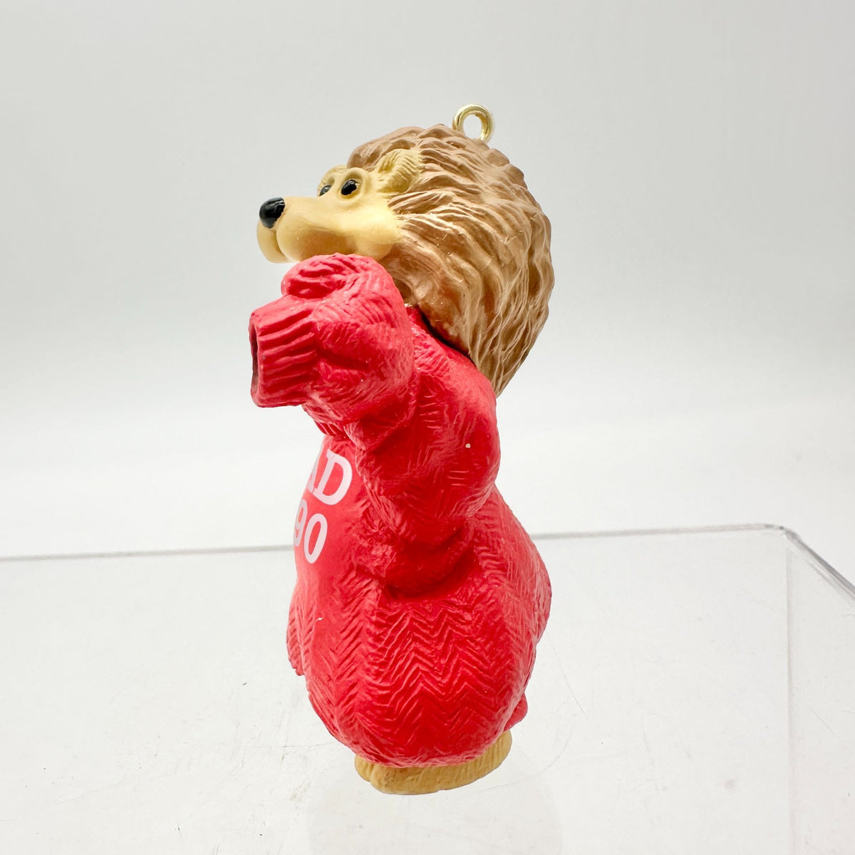 Hallmark Keepsake Ornament Dad 1990 Handcrafted Lion In Red Sweater Vintage