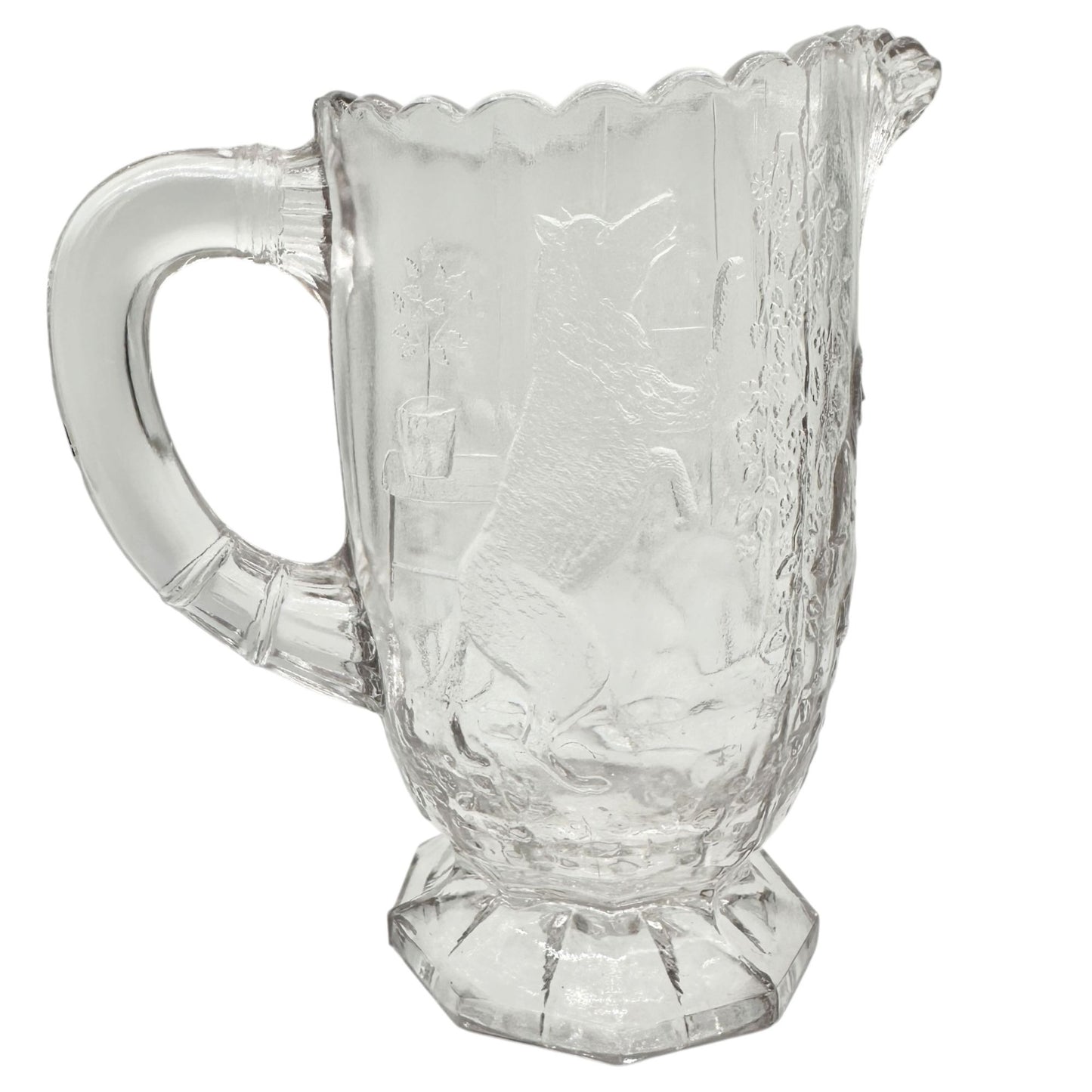 Nursery Rhyme 7pc Set Childrens Tableware Pitcher 6 Glasses US Glass Co 1908-19