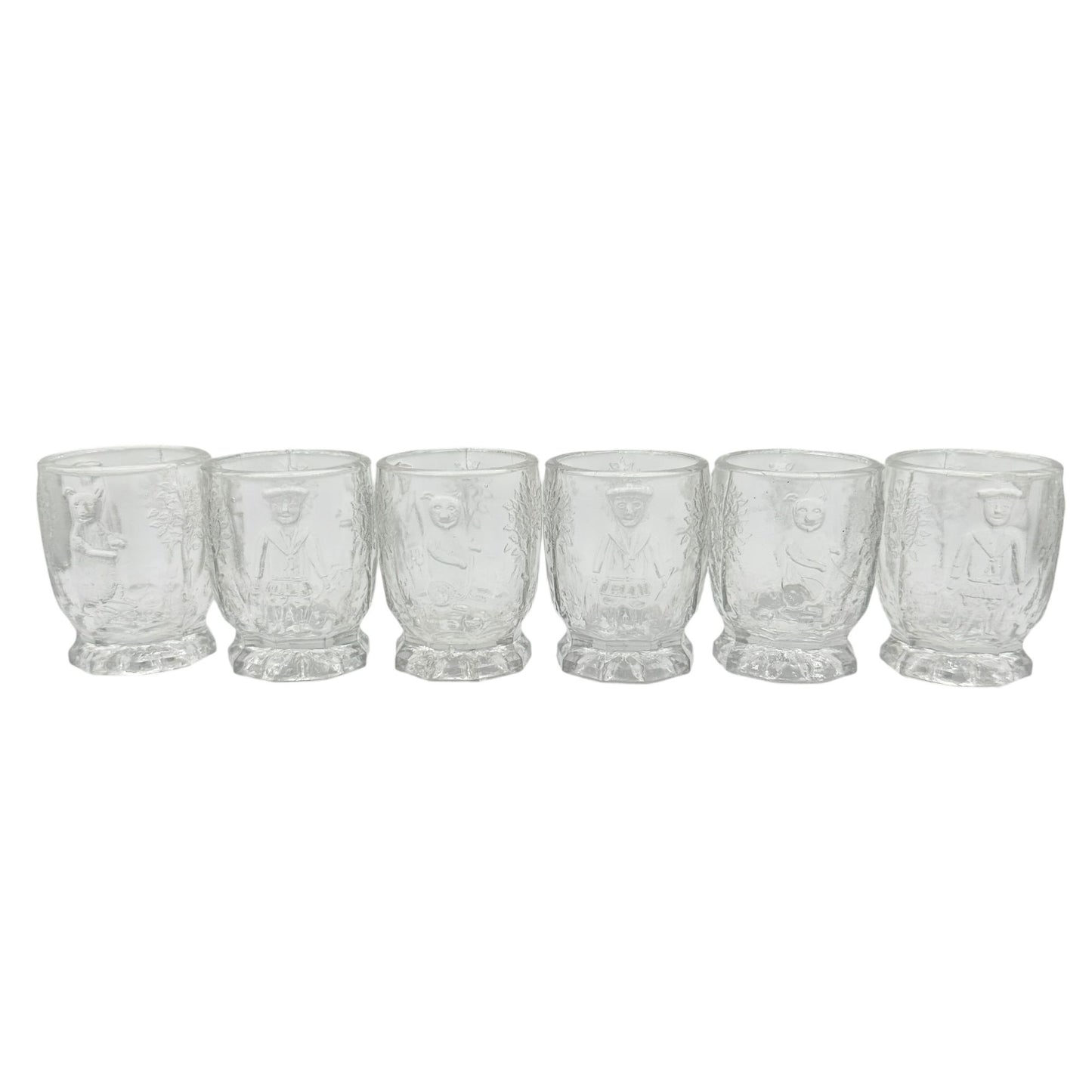 Nursery Rhyme 7pc Set Childrens Tableware Pitcher 6 Glasses US Glass Co 1908-19