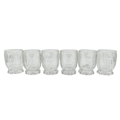 Nursery Rhyme 7pc Set Childrens Tableware Pitcher 6 Glasses US Glass Co 1908-19