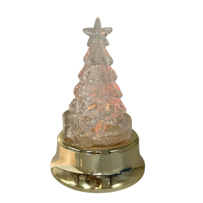 Rainbow LIt Musical Christmas Tree With Gold Base Acrylic Tree With Star Topper