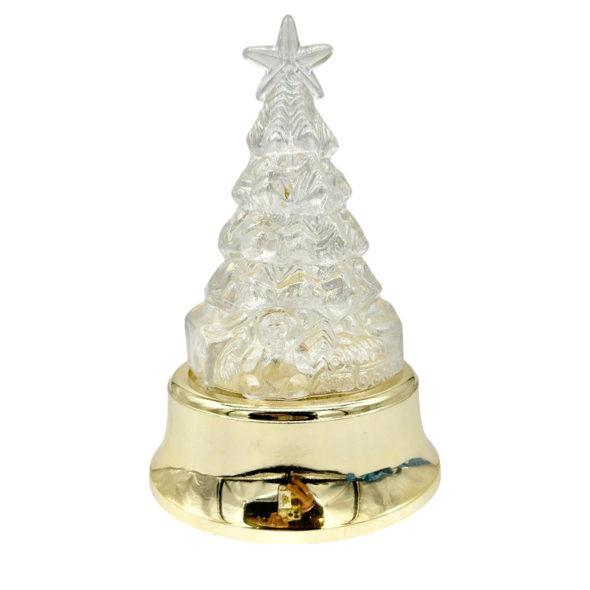 Rainbow LIt Musical Christmas Tree With Gold Base Acrylic Tree With Star Topper