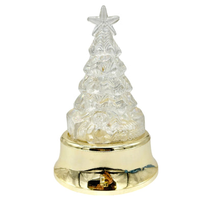 Rainbow LIt Musical Christmas Tree With Gold Base Acrylic Tree With Star Topper