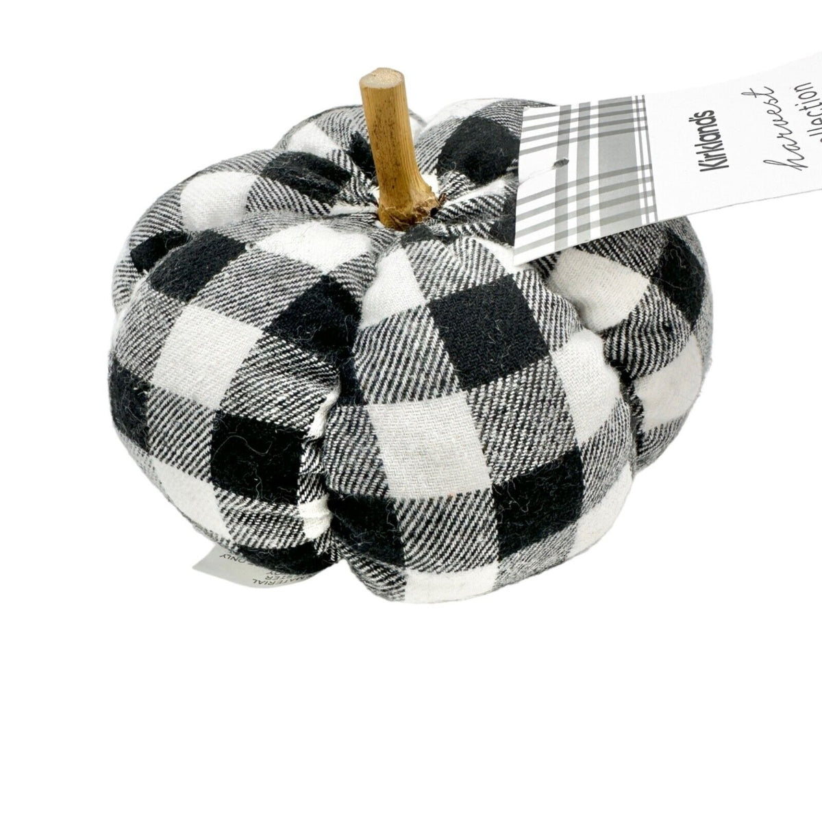 Kirklands Harvest Collection Pumpkin Black and White Buffalo Check NWT