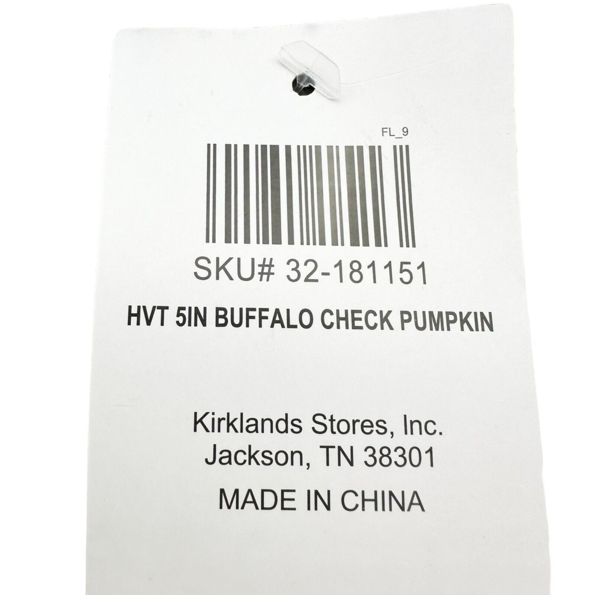 Kirklands Harvest Collection Pumpkin Black and White Buffalo Check NWT