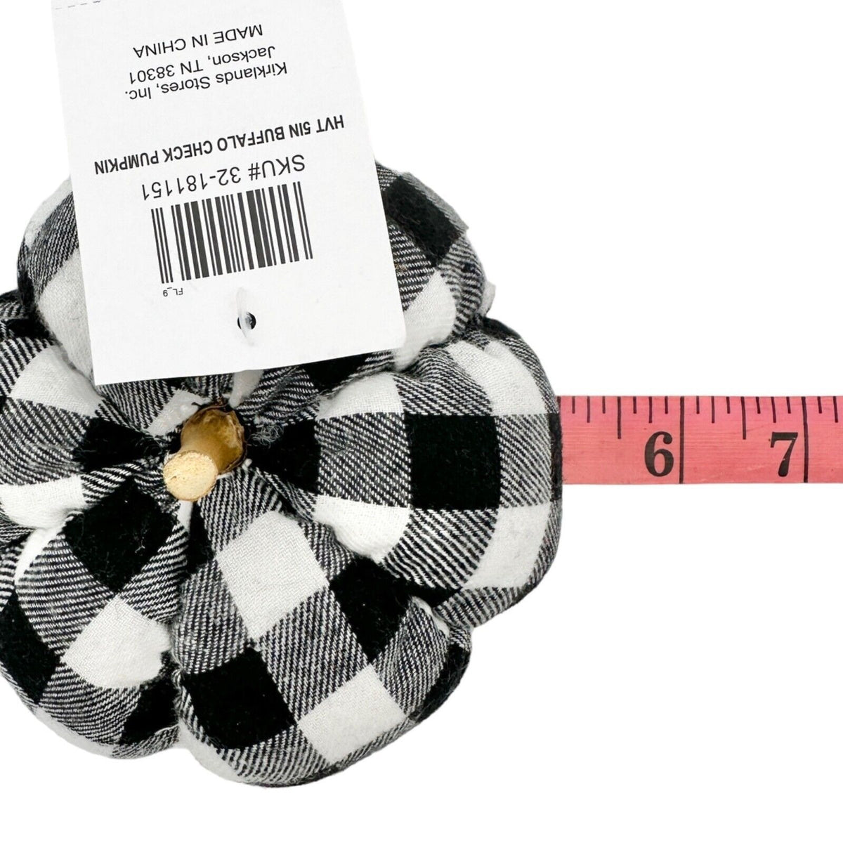 Kirklands Harvest Collection Pumpkin Black and White Buffalo Check NWT