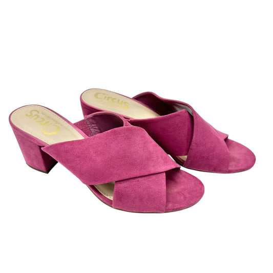 Circus By Sam Edelman Mules Womens Size 8 M Stevie Pink Suede Block Heel Slip-On