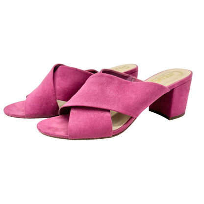 Circus By Sam Edelman Mules Womens Size 8 M Stevie Pink Suede Block Heel Slip-On