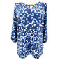 JM Collection Top Womens 2X Polka Dot Navy Blue LS Scoop Neck Keyhole Accent