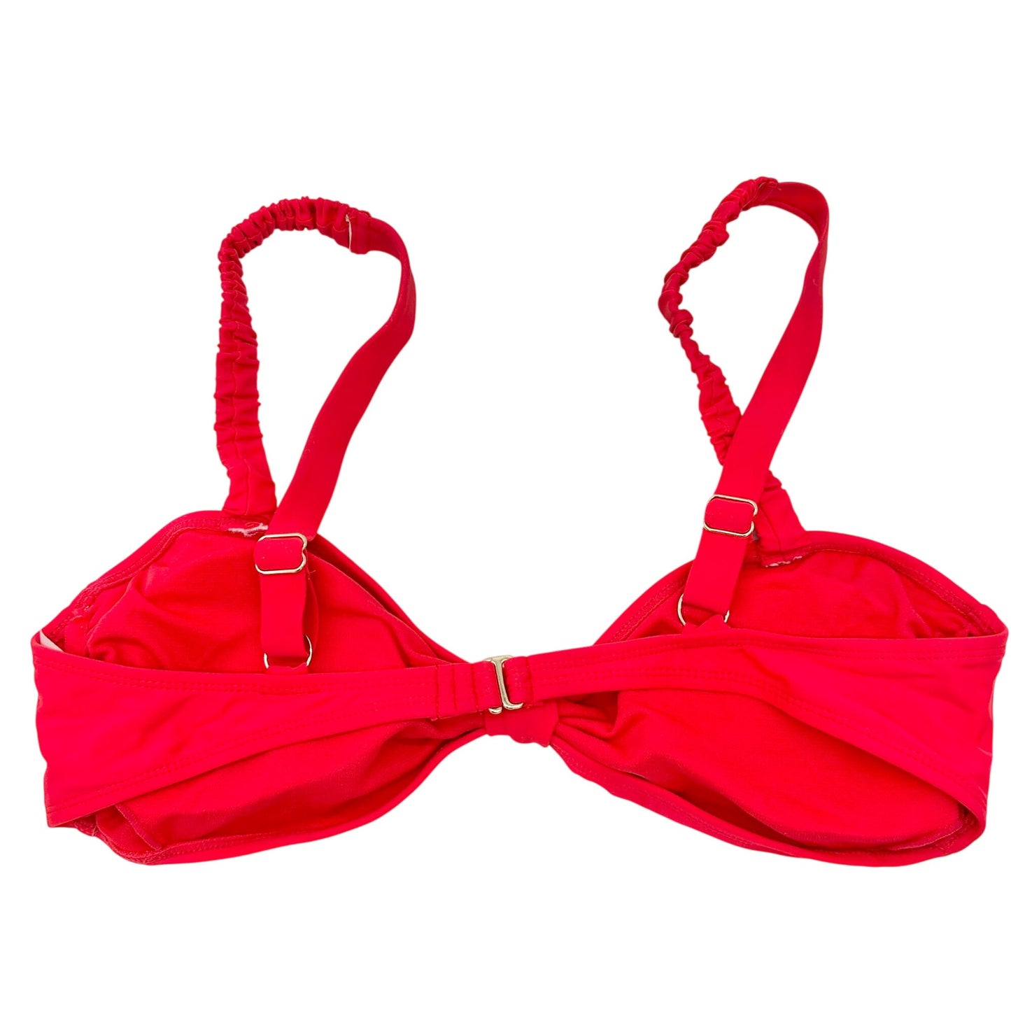 No Boundaries XL Red Ruched Strap Bikini Top Knot Front Adjustable Back Closure