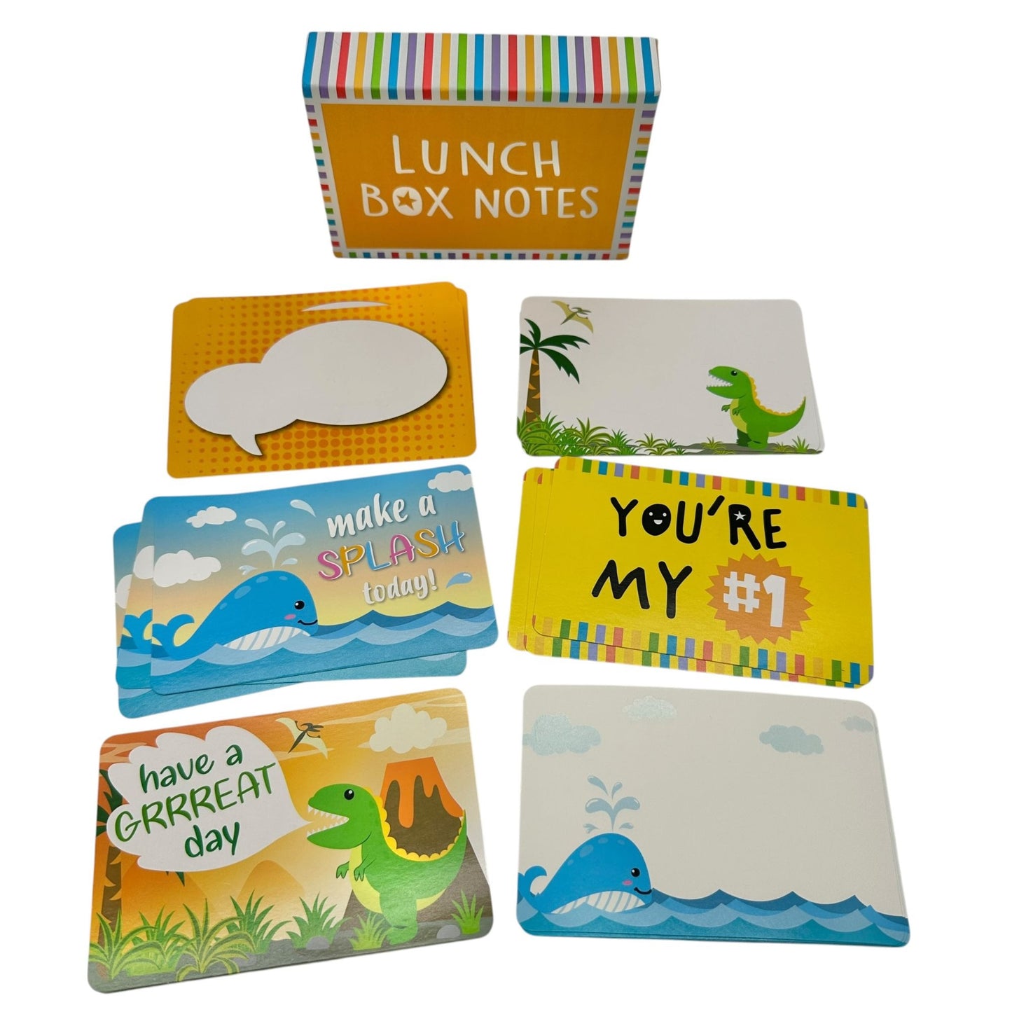 Lunch Box Notes With 6 Colorful Designs and Motivational Messages - 18 Cards