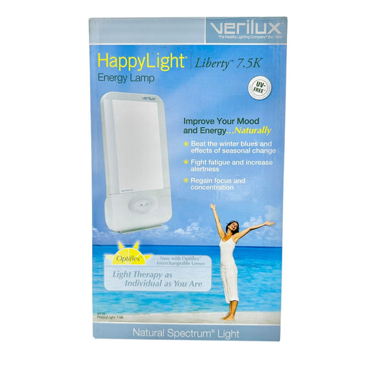 Verilux HappyLight Liberty 7.5K Energy Lamp Natural Spectrum Light Therapy Boxed
