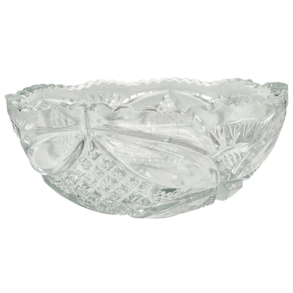 7 Pc Vtg Glass Berry Bowl Set Pattee Cross Design Scalloped Edge Child Tableware