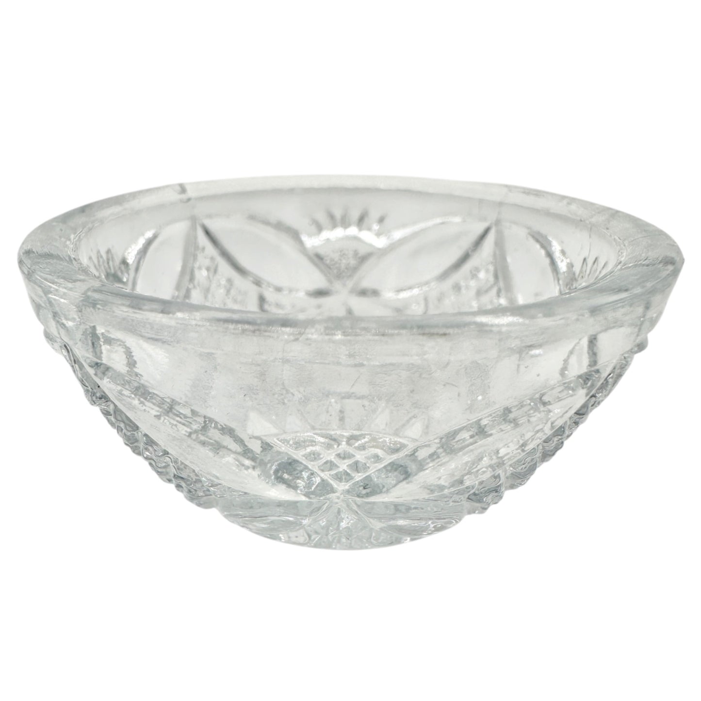 7 Pc Vtg Glass Berry Bowl Set Pattee Cross Design Scalloped Edge Child Tableware
