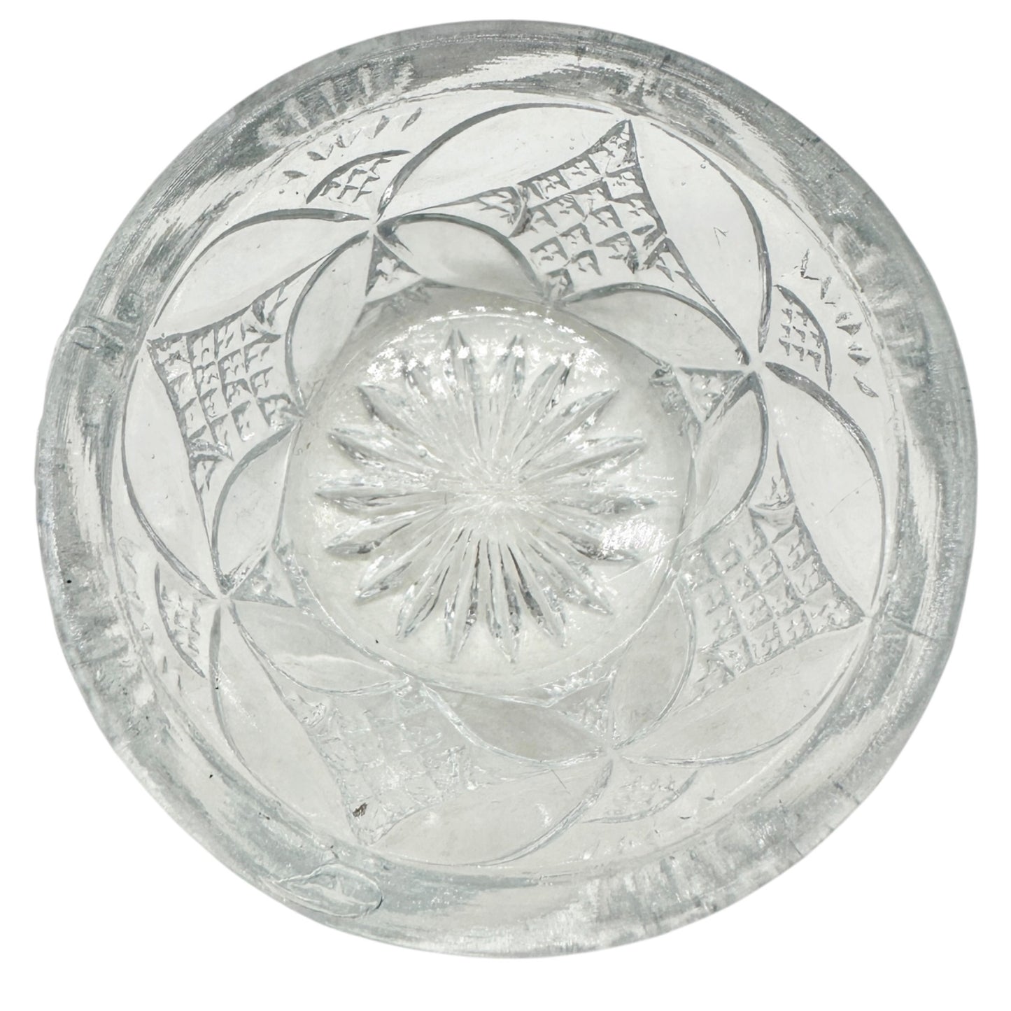 7 Pc Vtg Glass Berry Bowl Set Pattee Cross Design Scalloped Edge Child Tableware