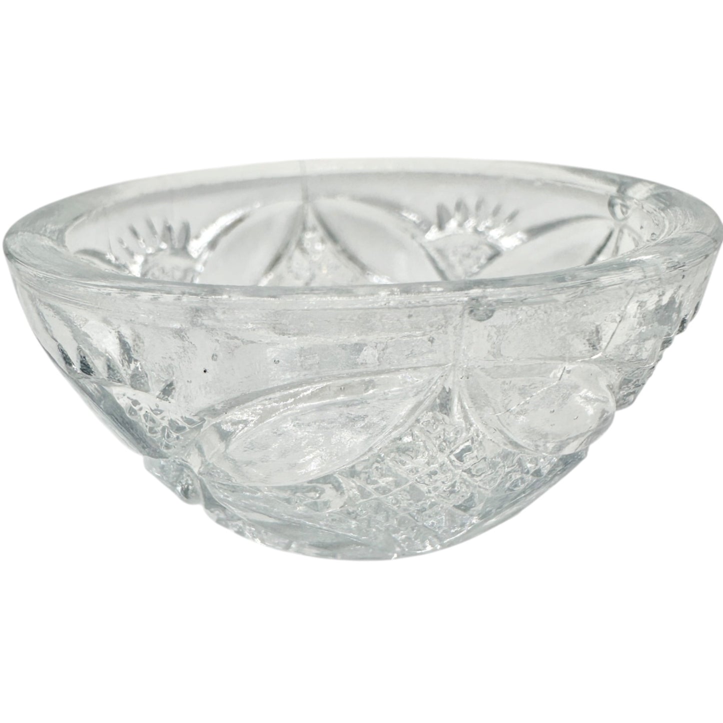 7 Pc Vtg Glass Berry Bowl Set Pattee Cross Design Scalloped Edge Child Tableware