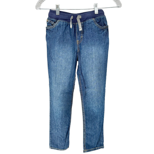 Carters Kid Size 8 Blue Elastic Waist Denim Jeans Drawstring Casual Cotton Pant