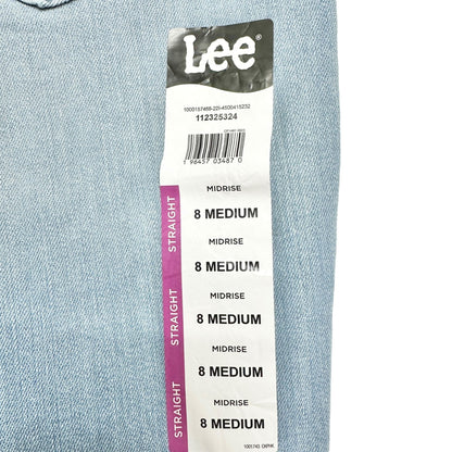 Lee Womens Midrise Straight Leg Jeans Size 8 M Light Blue Denim Cotton Blend