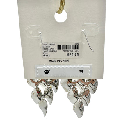 Lane Bryant Hook Earrings Silver Tone Layered Leaf Drop 3 Inch Length NEW