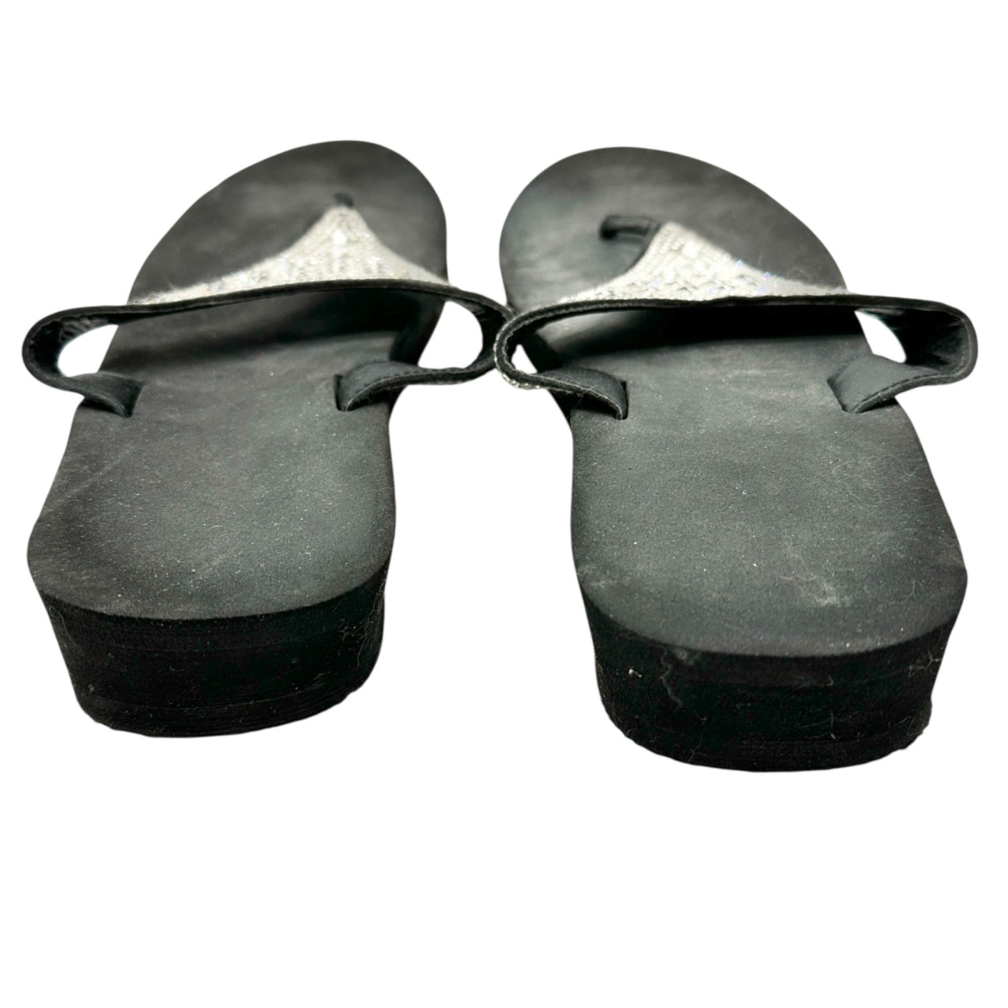 Womens Black Sandals W/ Rhinestone Embellished Strap Size L 9-10