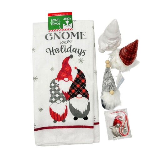 Gnome Themed Holiday Kitchen Towel Decorations Set 15x25 Towel Figs Ornament