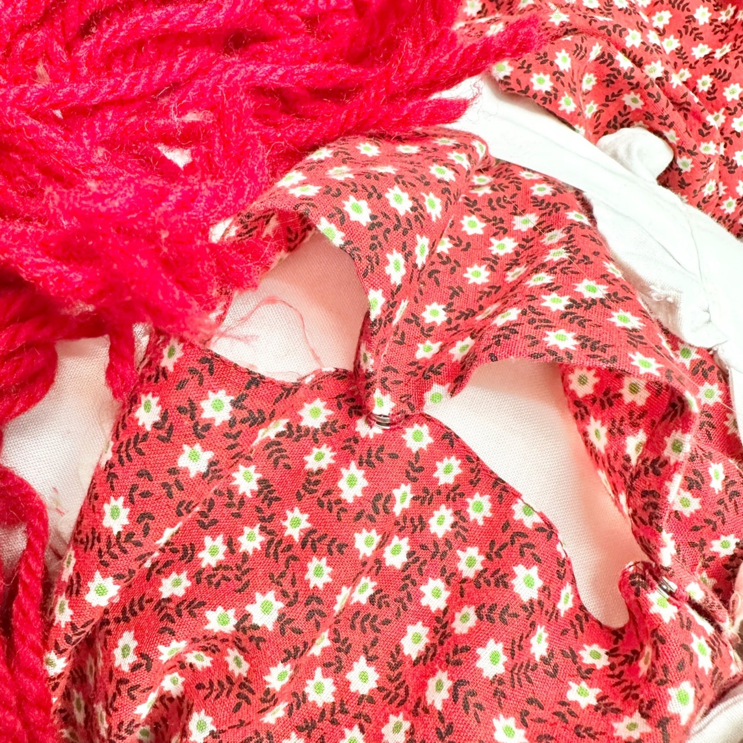 Handmade 1960s Raggedy Ann Andy Dolls Red Yarn Hair Cloth Bodies Classic 34x19