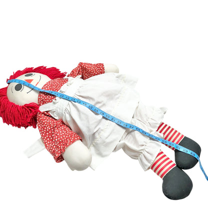 Handmade 1960s Raggedy Ann Andy Dolls Red Yarn Hair Cloth Bodies Classic 34x19