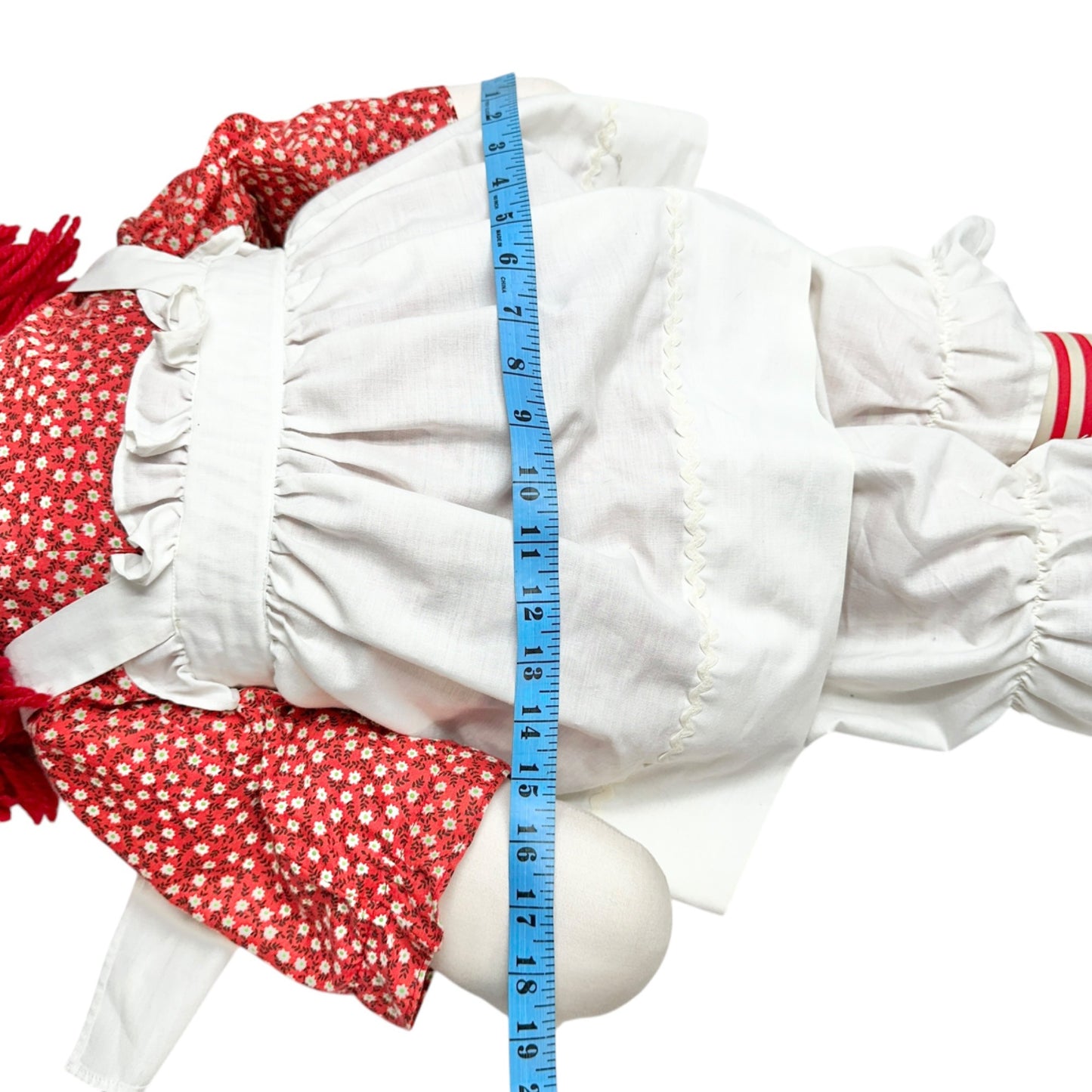 Handmade 1960s Raggedy Ann Andy Dolls Red Yarn Hair Cloth Bodies Classic 34x19