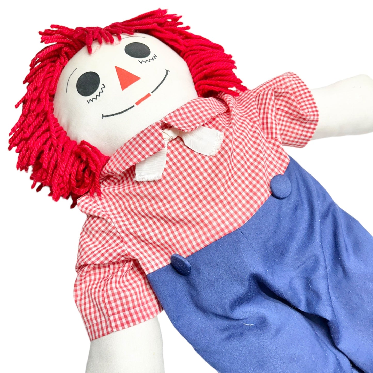 Handmade 1960s Raggedy Ann Andy Dolls Red Yarn Hair Cloth Bodies Classic 34x19