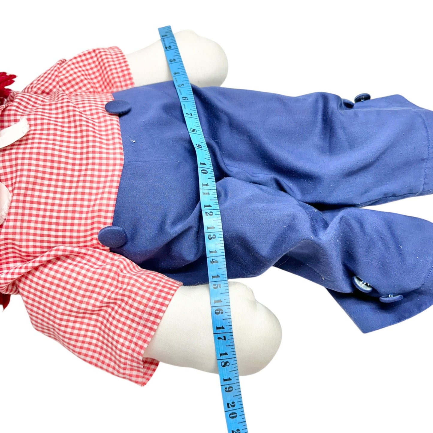 Handmade 1960s Raggedy Ann Andy Dolls Red Yarn Hair Cloth Bodies Classic 34x19