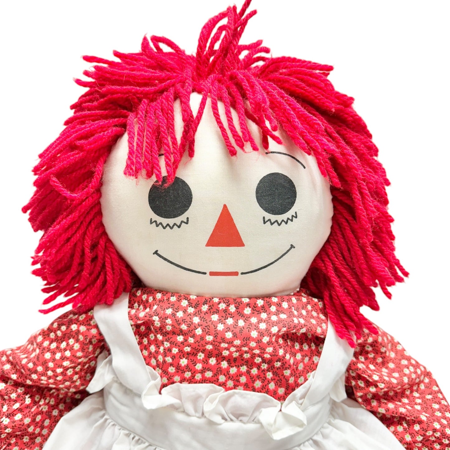 Handmade 1960s Raggedy Ann Andy Dolls Red Yarn Hair Cloth Bodies Classic 34x19