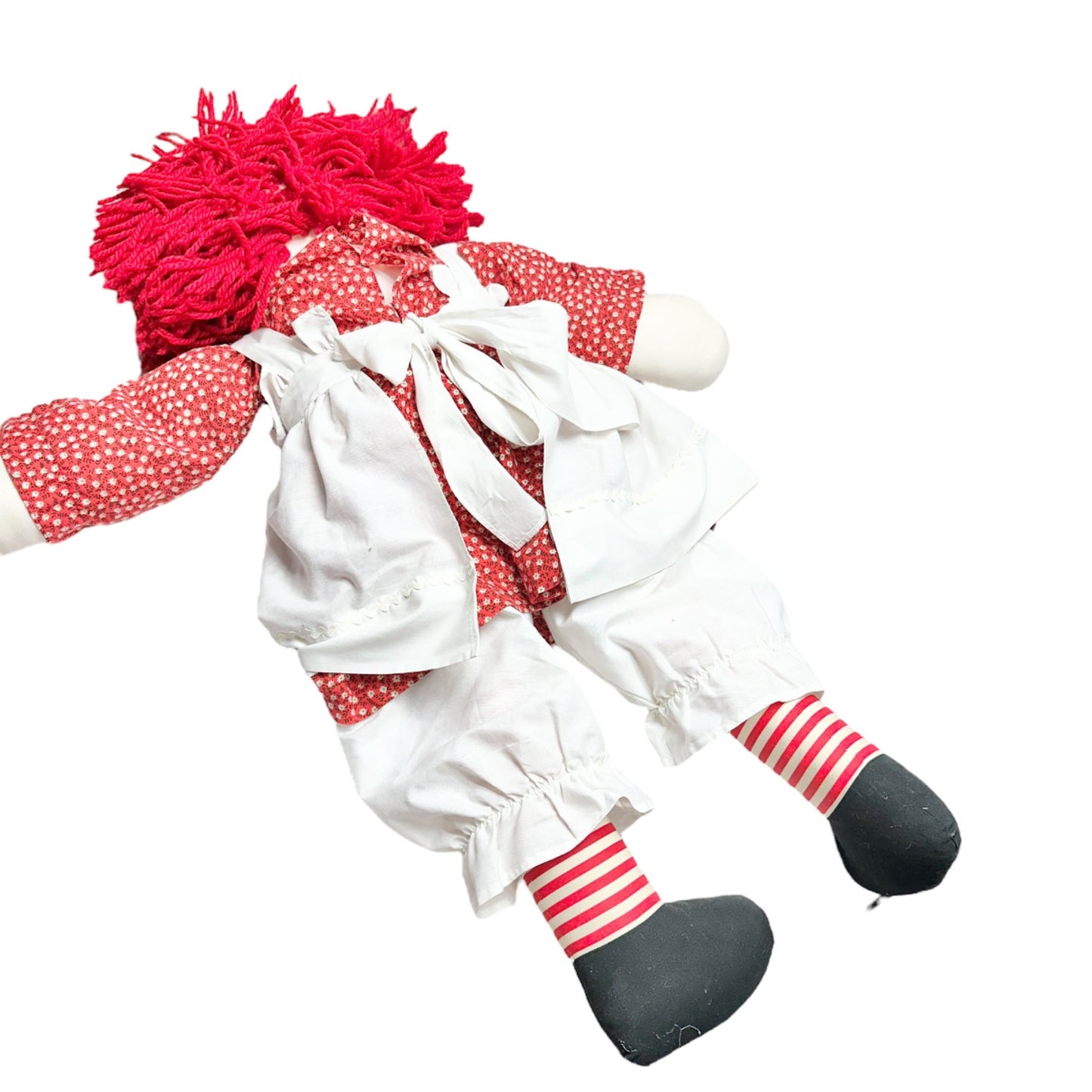 Handmade 1960s Raggedy Ann Andy Dolls Red Yarn Hair Cloth Bodies Classic 34x19